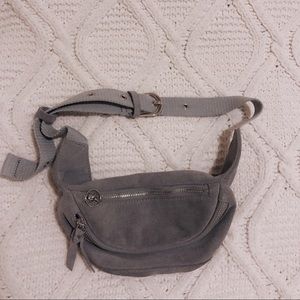 Grey suede fanny pack